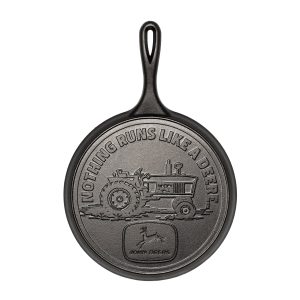10.5 Inch Seasoned Cast Iron Griddle. John Deere Tractor
