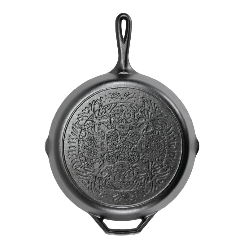 12 Inch Seasoned Cast Iron Butterfly Sugar Skull Skillet - Image 8